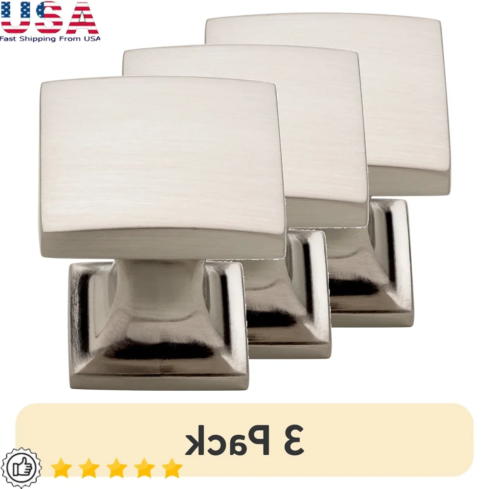 

3 Pack Satin Nickel Cabinet Knobs Durable Metal Pulls Easy Update Furniture Farmhouse Industrial Style 1 Inch Diameter