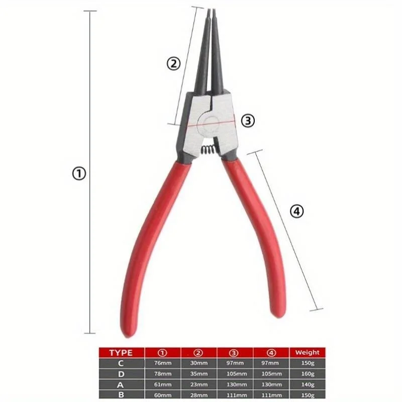 1Pc/1set Internal External Circlip Pliers Straight Bent Tip 7 Inch Retaining Ring Remover Retaining Wire Circlip Pliers