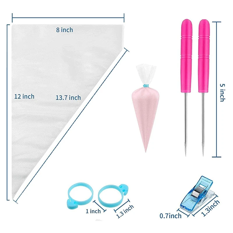(Top DHDL)122Pcs Tipless Piping Bags - 100Pcs Disposable Piping Pastry Bag for Icing/Cookies Decorating -Cake Decorating Tools