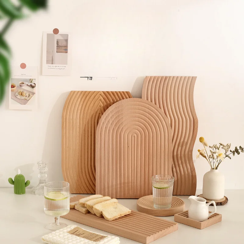 Ins Style Creative Irregular Wooden Tray Decorative Tray Japanese Desktop Aromatherapy Tray Storage Snack Tray