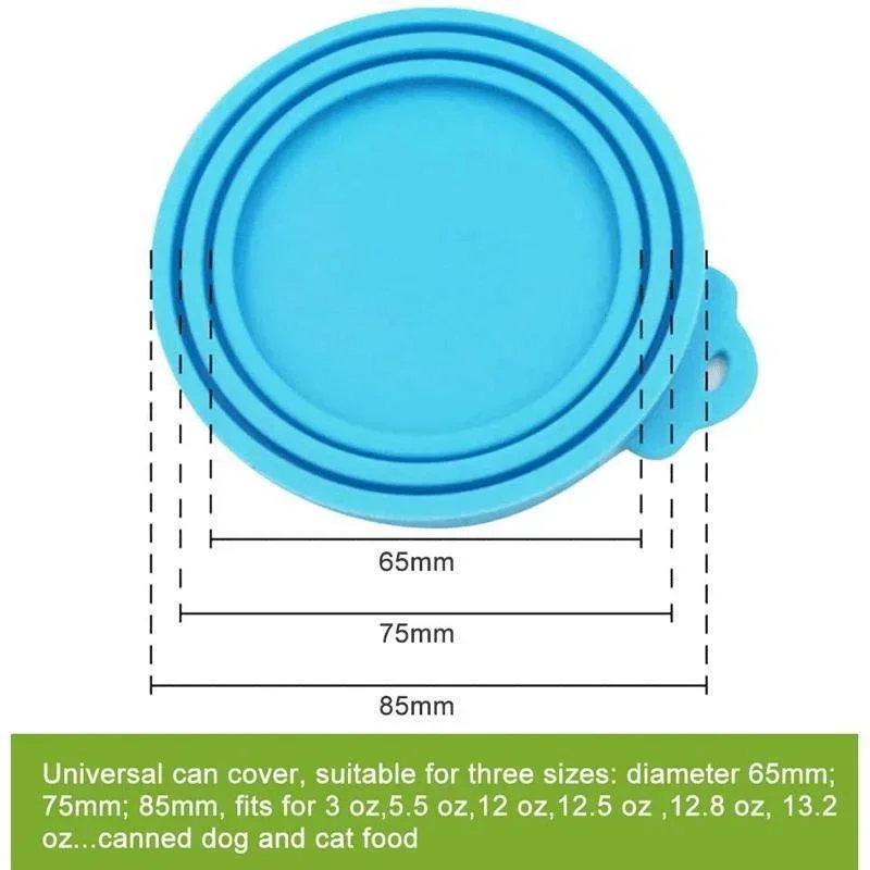 Reusable 3 In 1 Pet Food Can Silicone Cover Dogs Cats Storage Tin Cap Lid Seal Cover Pet Supplies Suitable For 8.5cm/7.5cm/6.5cm