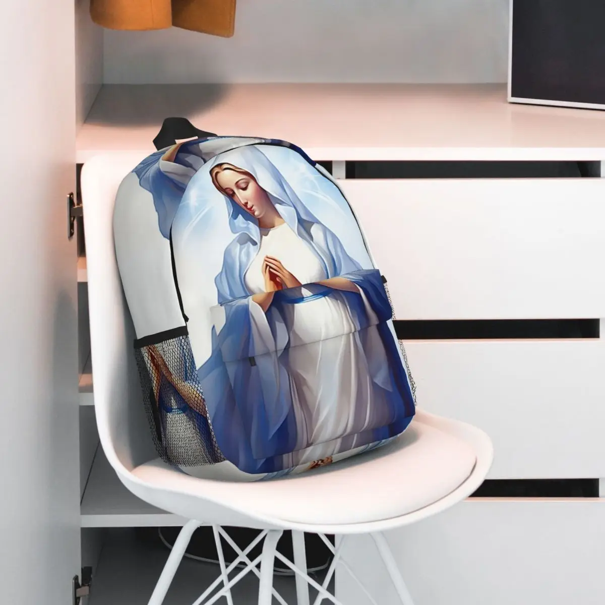 Virgin Mary Vibrant Religious Print Backpack Student BookBag Children School Bag Laptop Shoulder Bags for Boys Girls