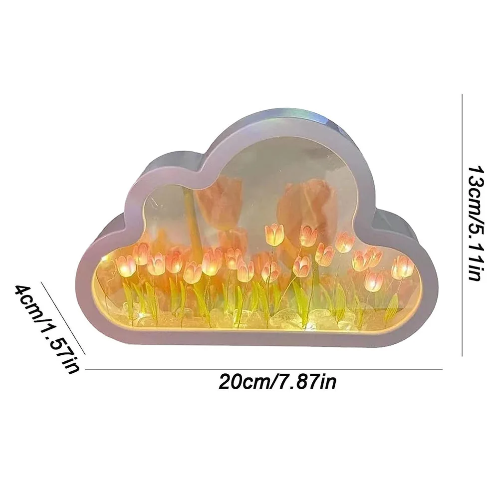 Veilleuse tulipe de nuage, matériel de bricolage GT, lampe de fleurs de tulipes de nuage faite à la main, cadeau de la journée de Léon, décoration d'intérieur pour salon