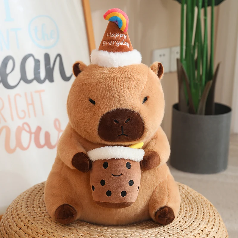 Birthday Capybara Doll Capybara Stuffed Animals Capybara Plush Toy for Kids Capibaras Peluche Girl Gifts Stuffed Kapibara Doll