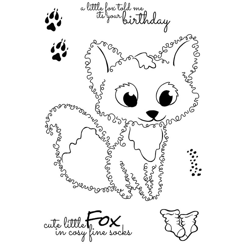 

Fox Clear Stamps and Metal Cutting Dies Fuzzie Animal Die Cut for Scrapbooking DIY Crafts Stencil Card Make Album Decorative 02B