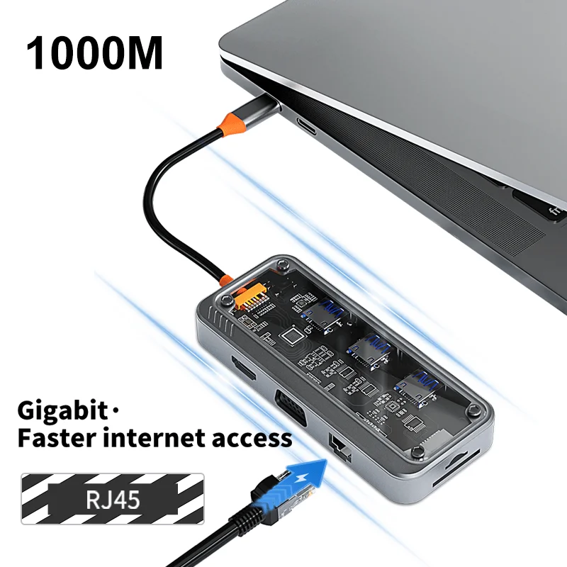 USB C Hub For MacBook Pro/Air Type C to HDMI Adapter Thunderbolt 3 PD SD TF Card Reader - Compatible Type C Hub Adapter