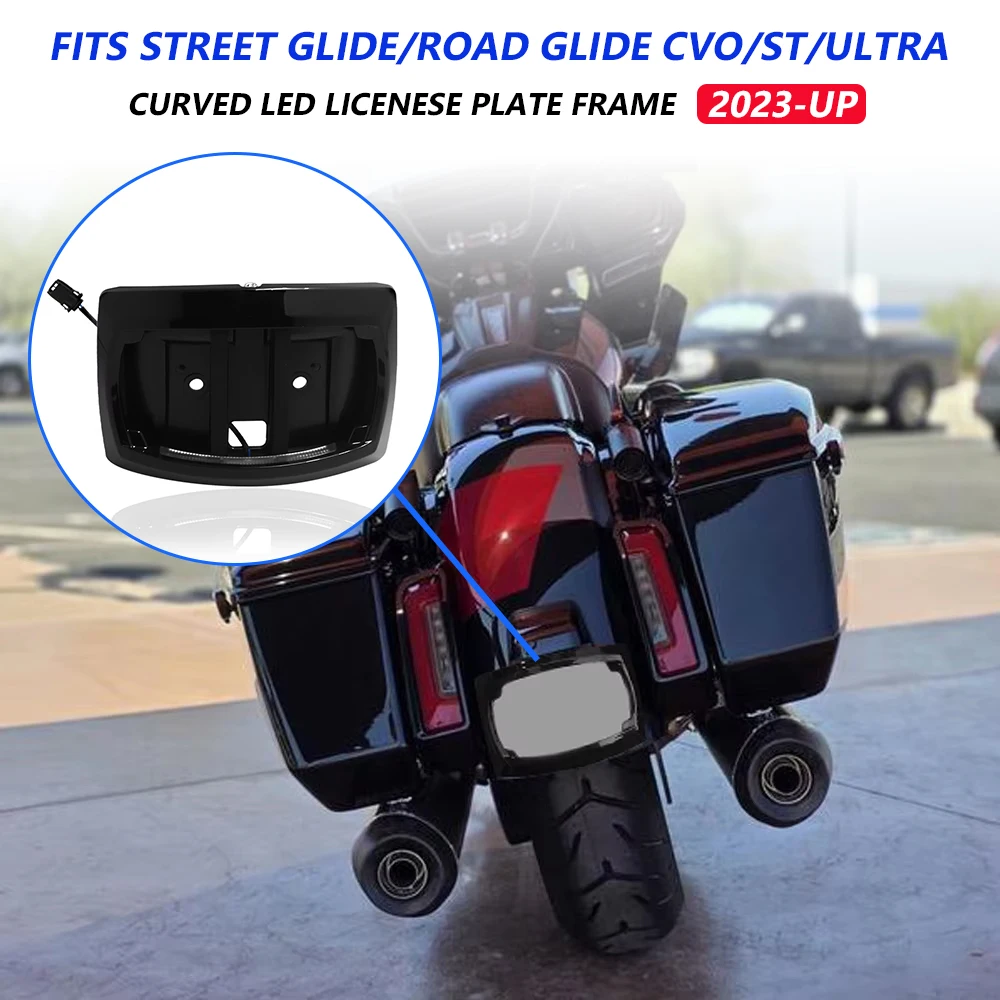 

Tail Number Deck Shield Case For Touring CVO Road Glide Street Glide Electra 2023-2026 2025 LED Curved Motorcycle License Plate