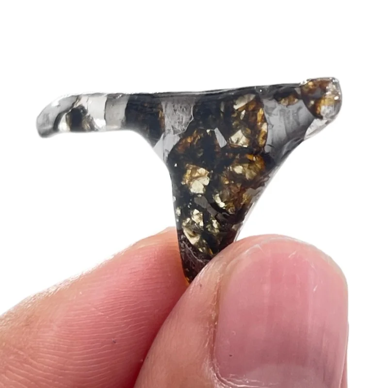 Seymchan Pallasite Meteorite Specimen Natural Olivine Meteorite Irregular Slice Cut Polished Space Rock Collection -CA133