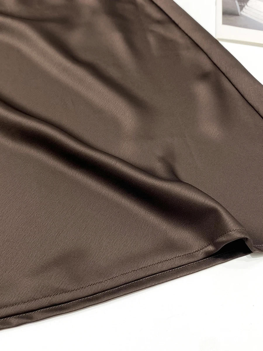 Retro Ele Satin Fini  Skirt High Waist ort Skirt een Satin Commute Women's Fitted Skirt A-Line Skirt