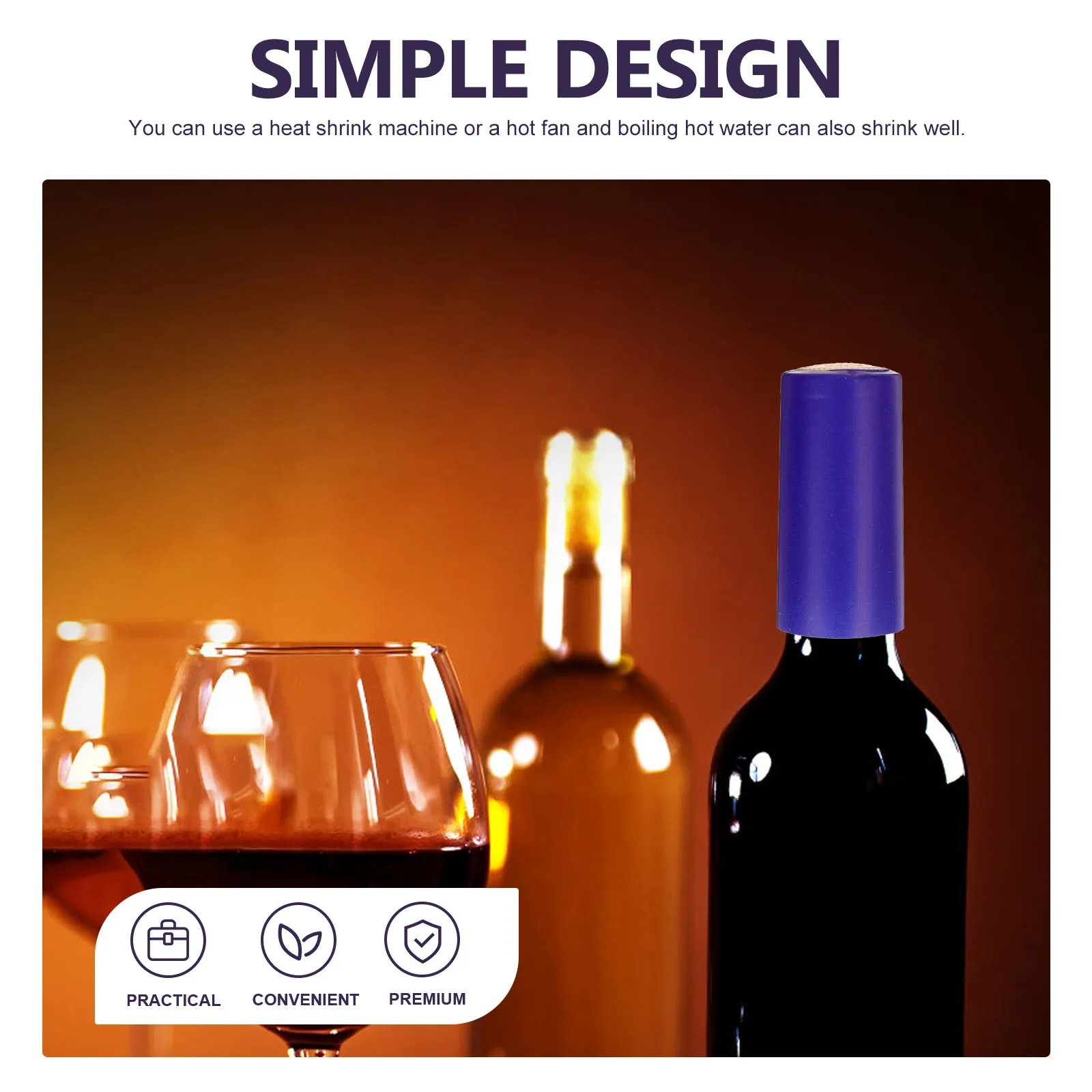 

50pcs Bottle Sealing Film Heat Shrink Caps Blue Practical Easy Open Standard Bottles Party Home Kitchen Plastic