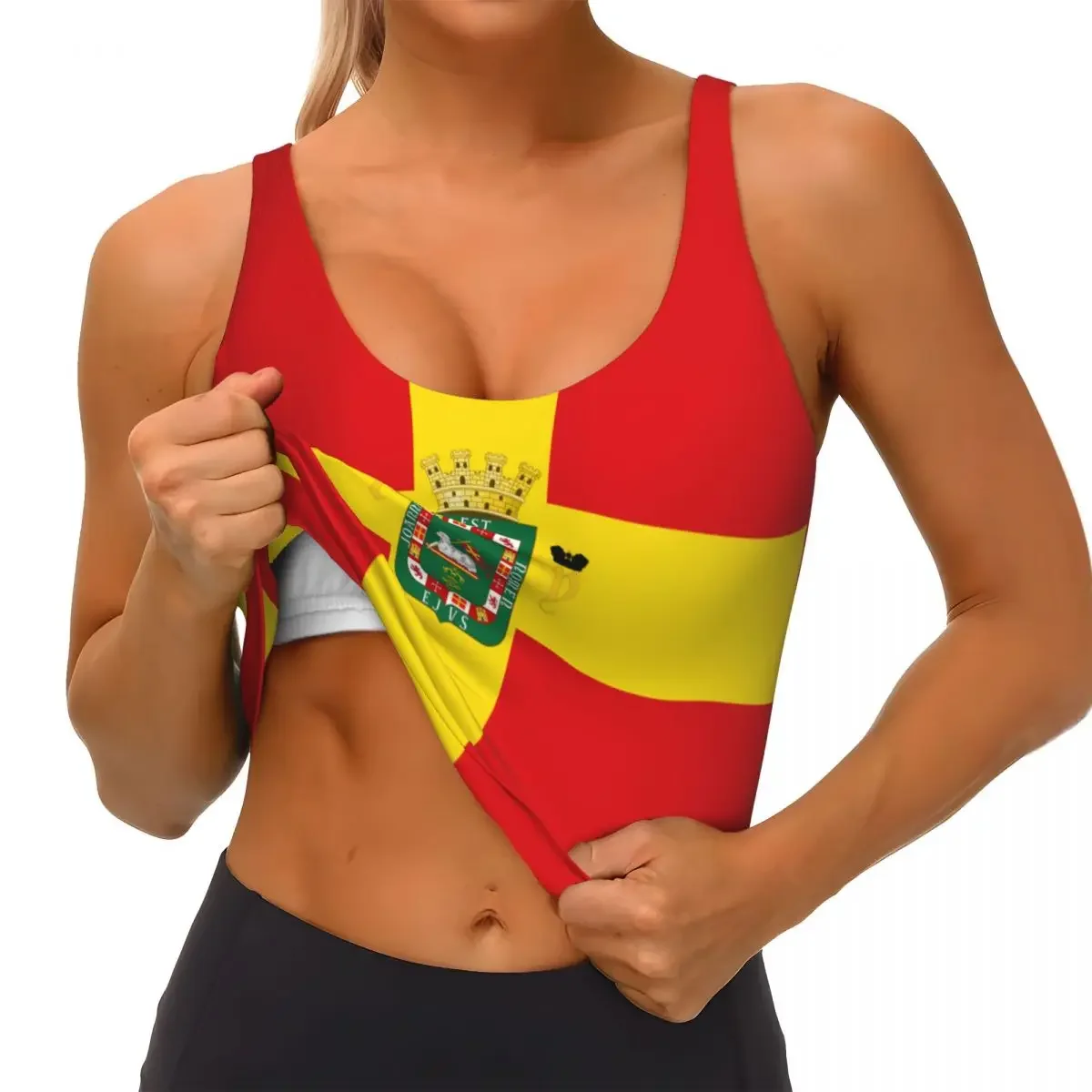 حمالة صدر رياضية للنساء للجري ملابس اليوغا سترة علم بورتوريكو سترة لياقة بدنية