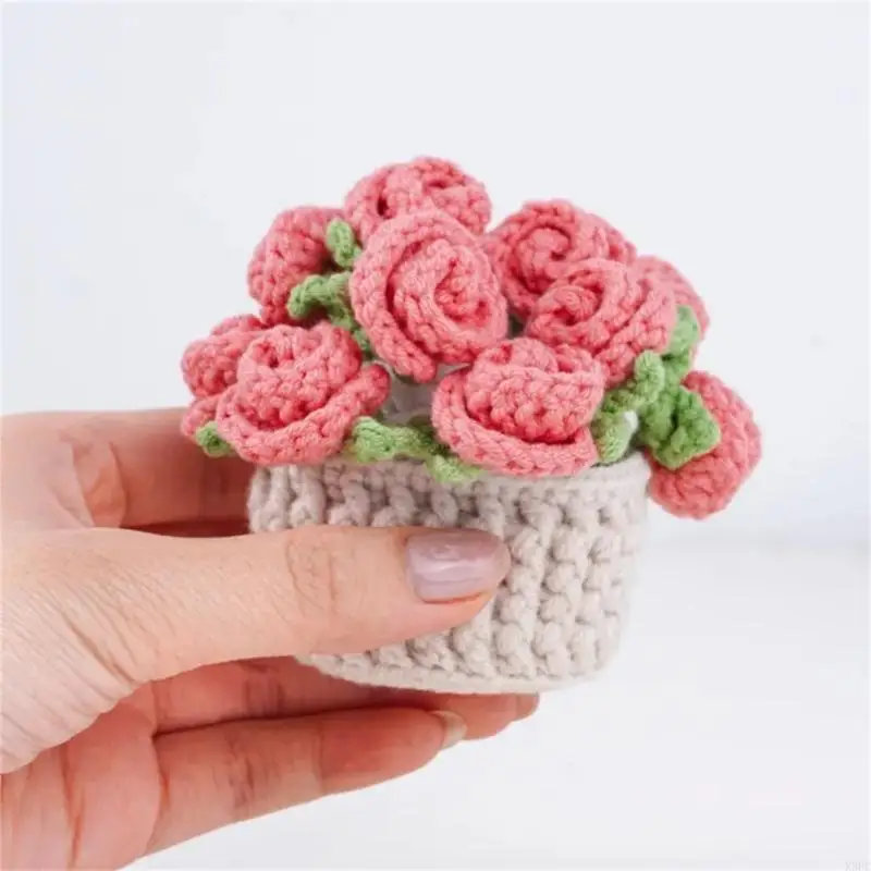Handcrafted Crochet Flowers Desk Cup Pad Knitting Tableware Pad X3UC