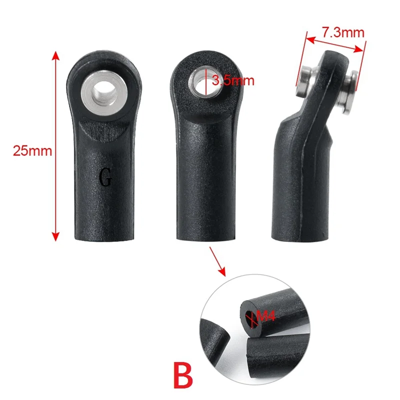 

MYMF-60PCS Plastic M4 Rod Ends Link Balls Head Linkage Joint For 1/10 RC Crawler Car Axial SCX10 II 90046 Parts Accessories