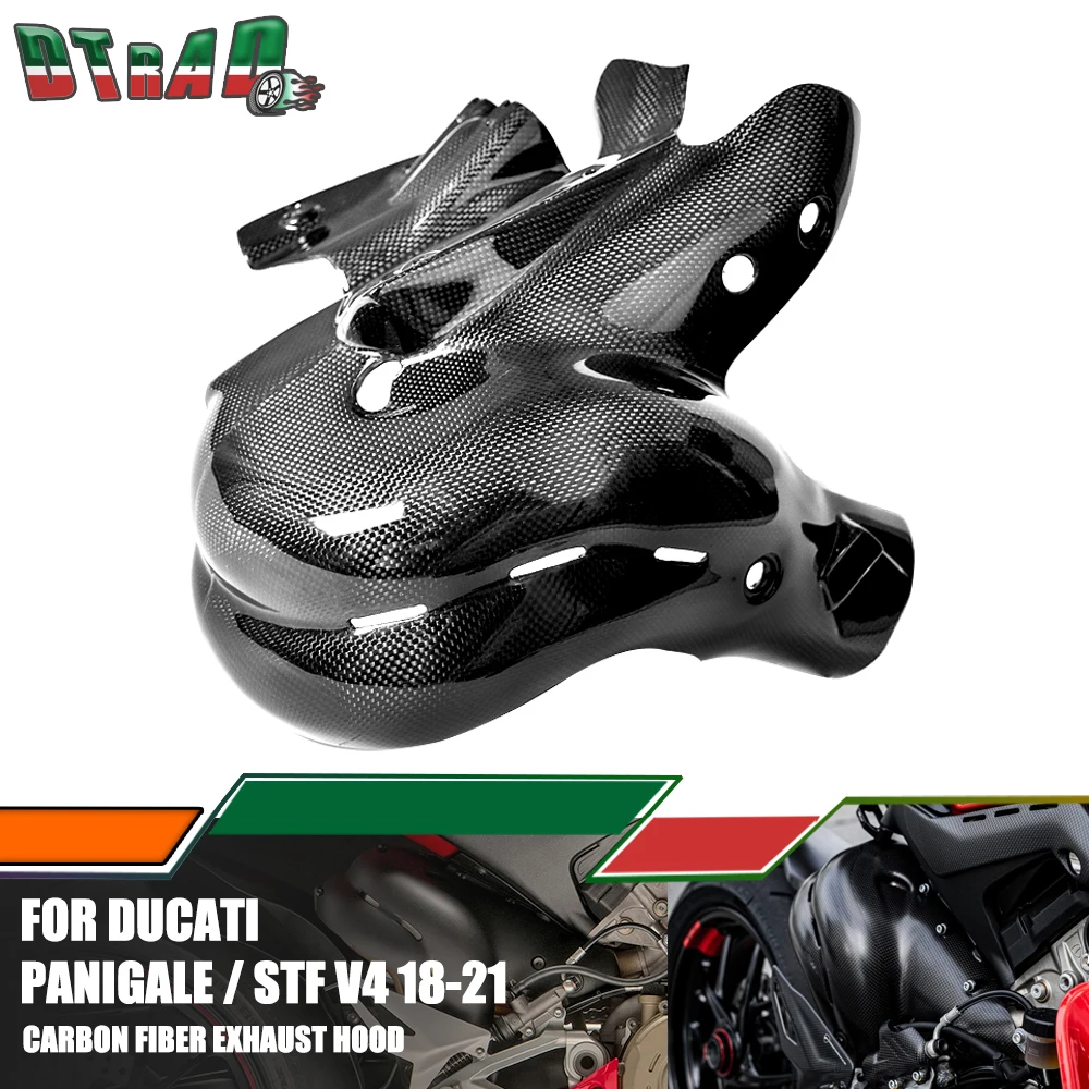 Euro 4 For DUCATI Panigale/Streetfighter V4 S R 2018-2021 Carbon Fiber Exhaust Hood Cover Heat Insulation Motorcycle Fairings