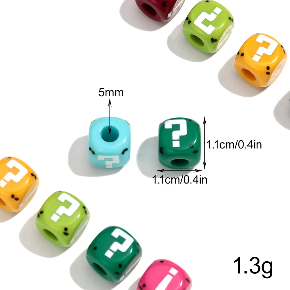10pcs/lot Acrylic Square Colorful Spacer Question Exclamation Mark Loose Beads for Bracelet DIY Craft Jewelry Making Accessories