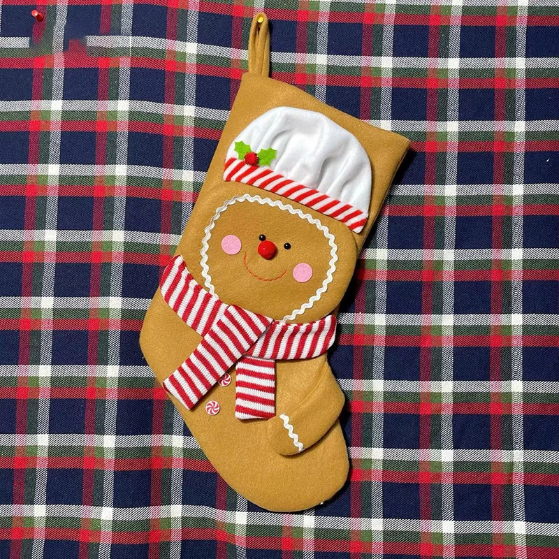 Christmas Gingerbread Men Stockings Large Size Personalized Stocking Hanging Decoration for Family Holiday Tree