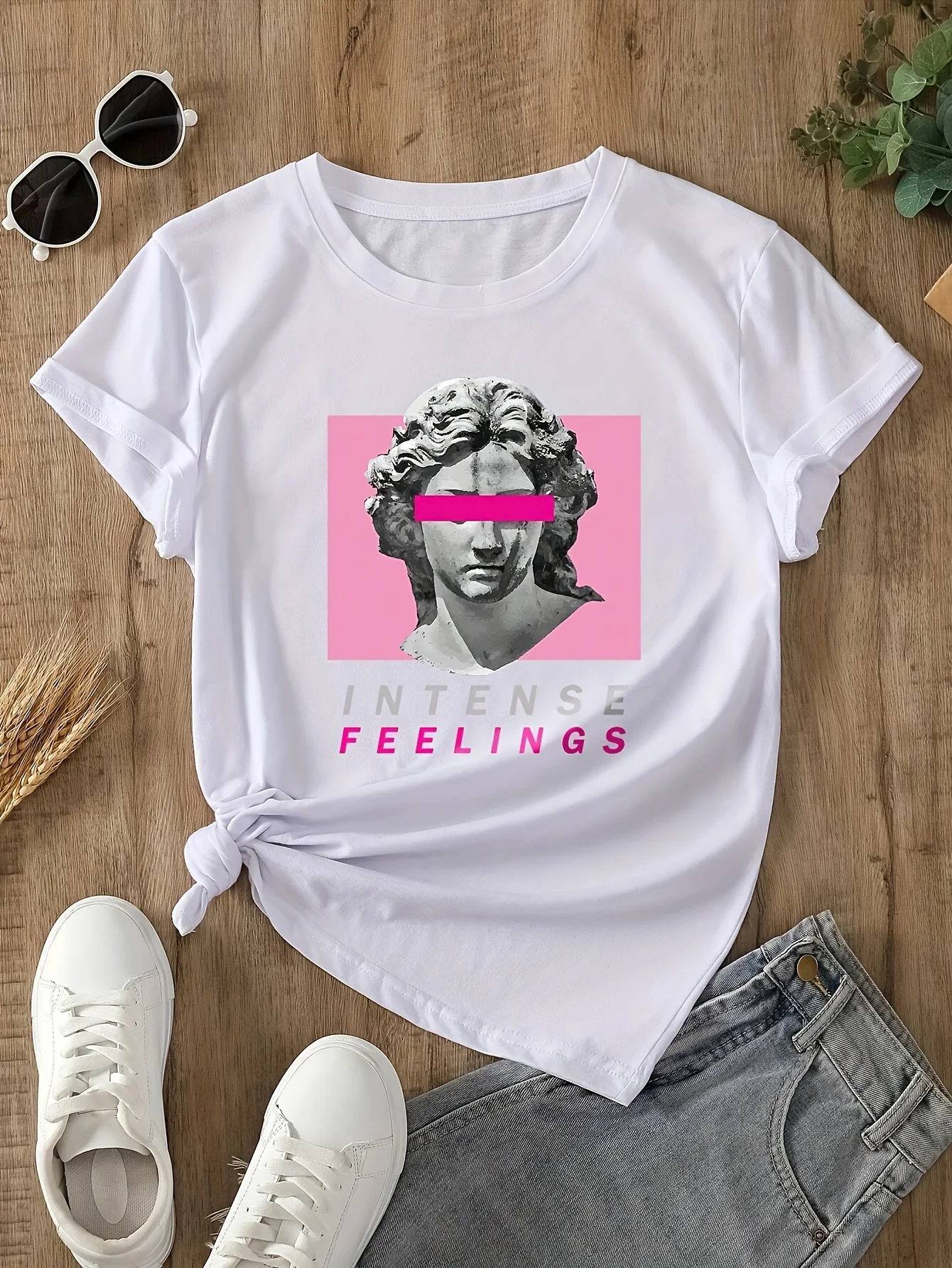 

Graphic Print T-shirt Casual Short Sleeve Crew Neck Top For Spring Summer Women's Clothing Urban Style Printed T-Shirt harajuku