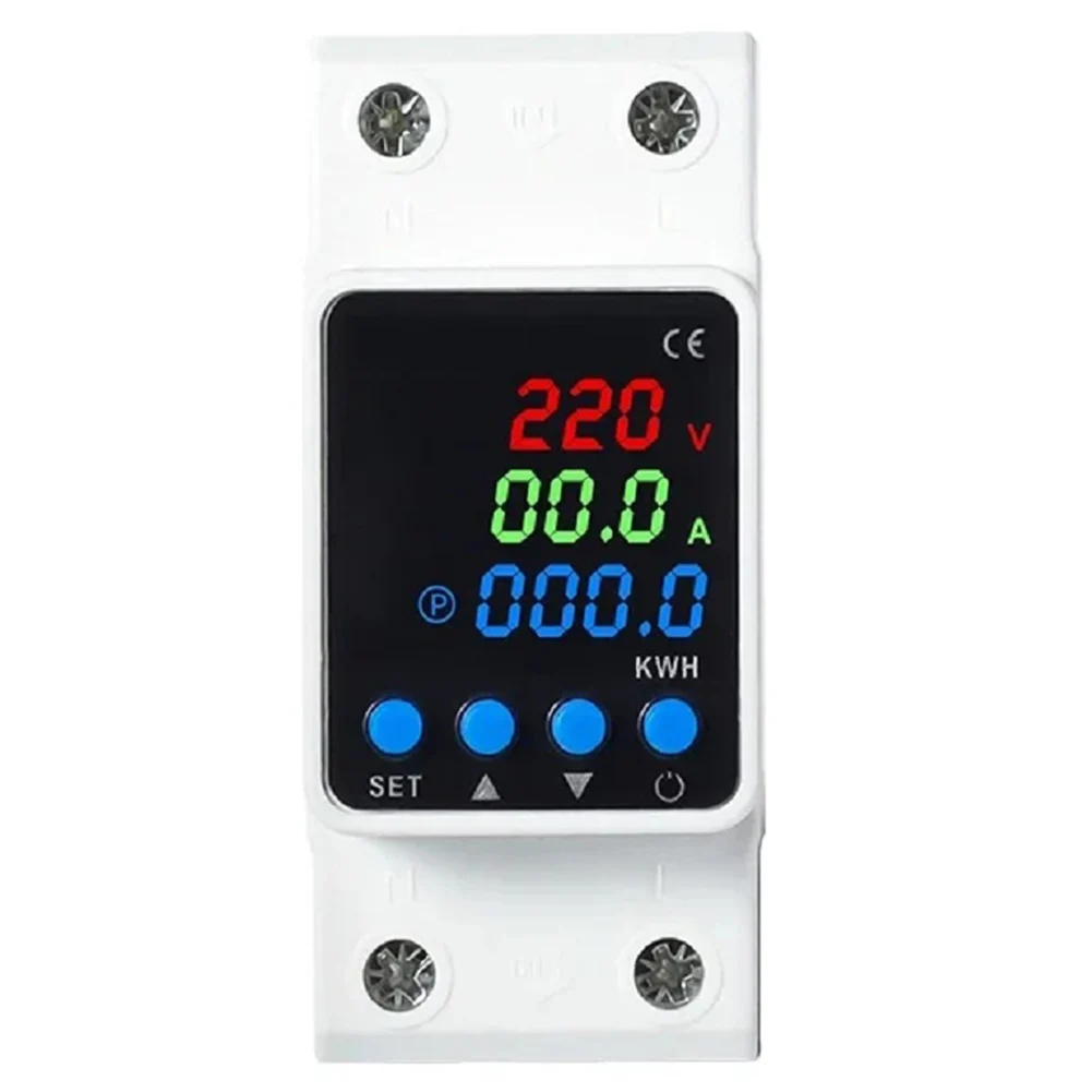 Adjustable Self-Repeating Over/Undervoltage/Overcurrent Protector 2P 63A Digital Voltage Protector For Electrical Environments