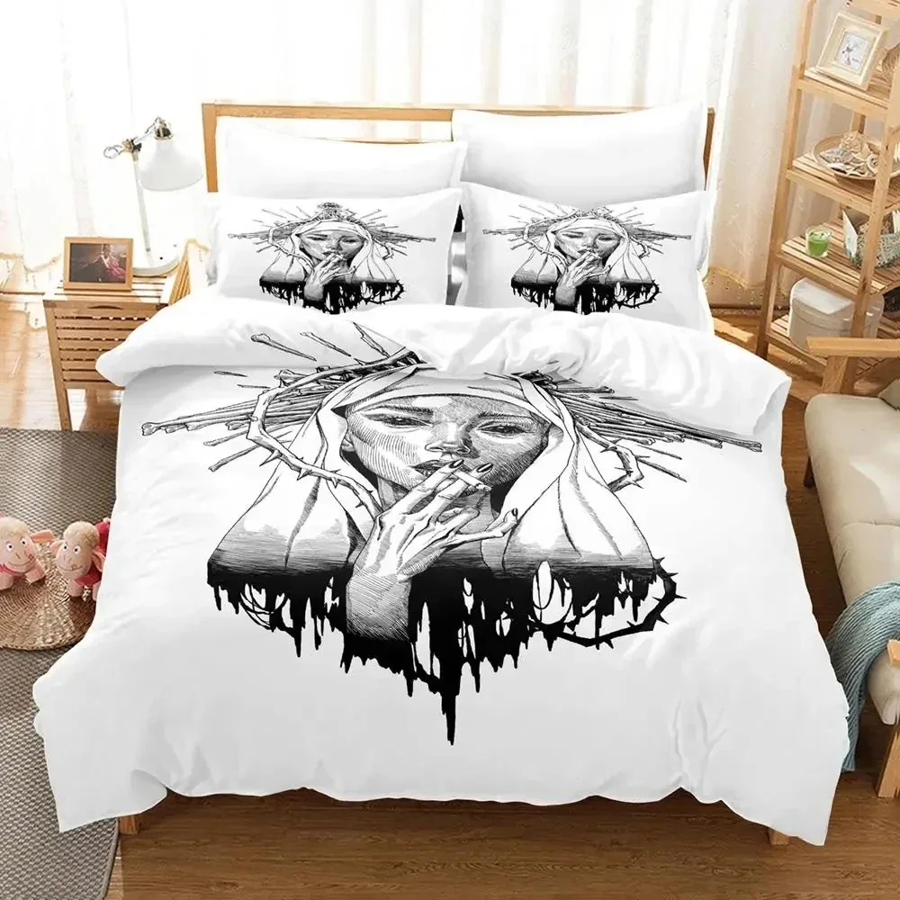 

Anime Nun Bedding Set Boys Girls Twin Queen Size Duvet Cover Pillowcase Bed Kids Adult Fashion Home Textileextile