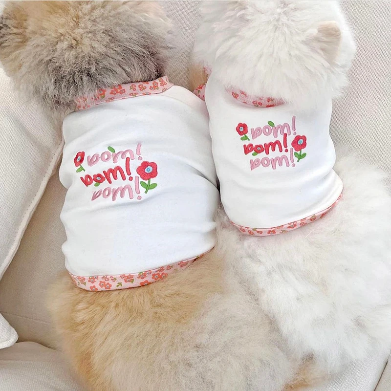 Puppy Summer Clothes Pet Dog Cooling Vest Dog T-Shirt Flower Breathable Girls Dog Costume French Bulldog Dog Clothing Apparel