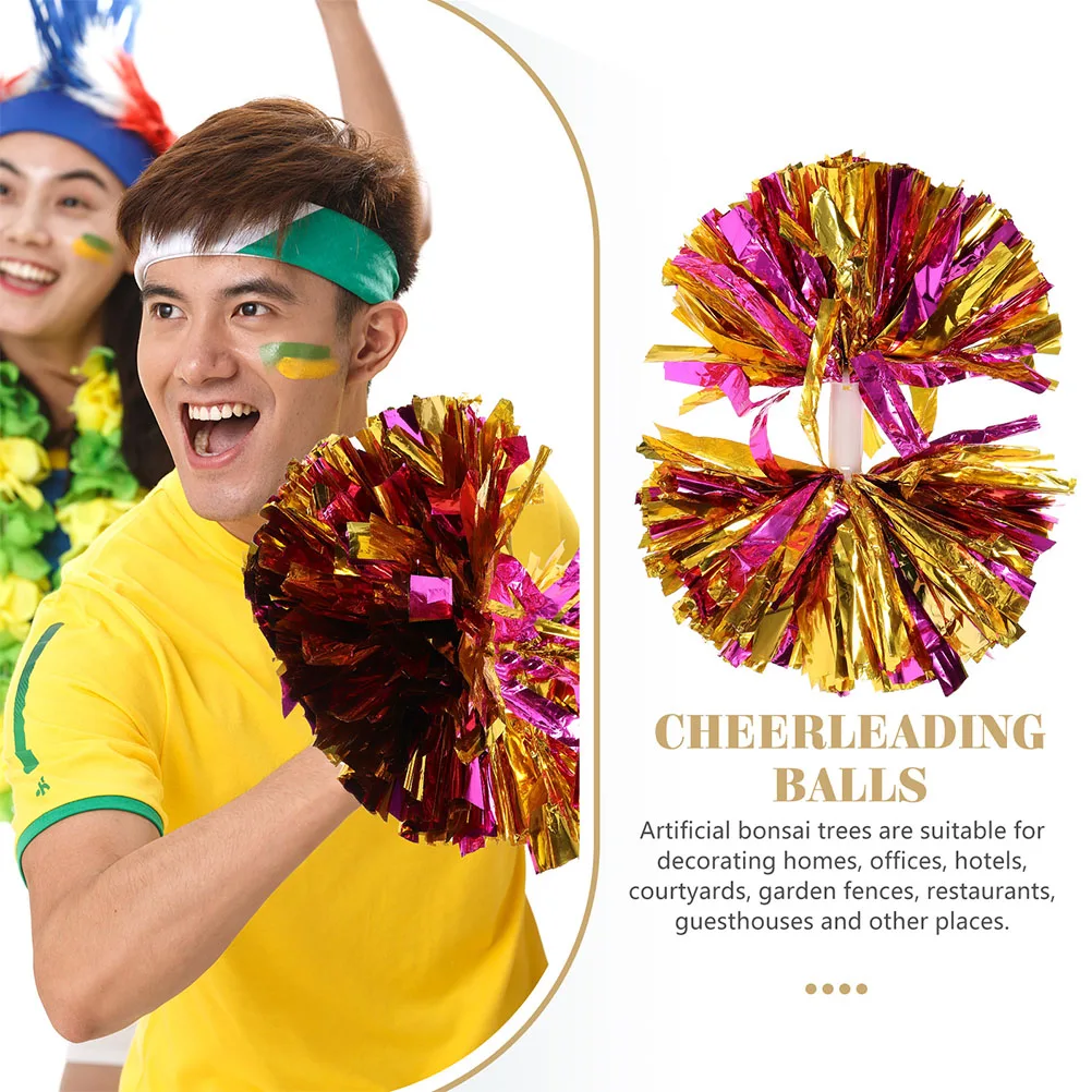 

2pcs Cheerleading Poms Durable Reusable Gymnastics Props Medium HandleRed For Events Supplies Dance Match Team Sports