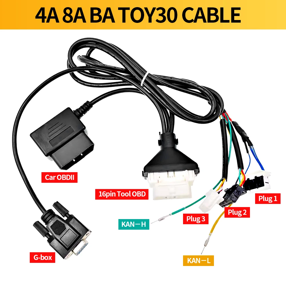 TOY30 Cable 4A 8A BA Connector 3 In 1 Smart Key Cable for Toyota for Lexus 16pin OBD Cable for K518 Xhorse Key Tool