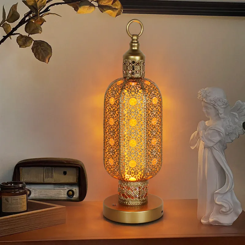 Rechargeable LED Wrought-Iron Desk Lamp UltraLong Endurance for Bedroom Dining Room Bar Club Hotel Coffee Shop Decorative Light