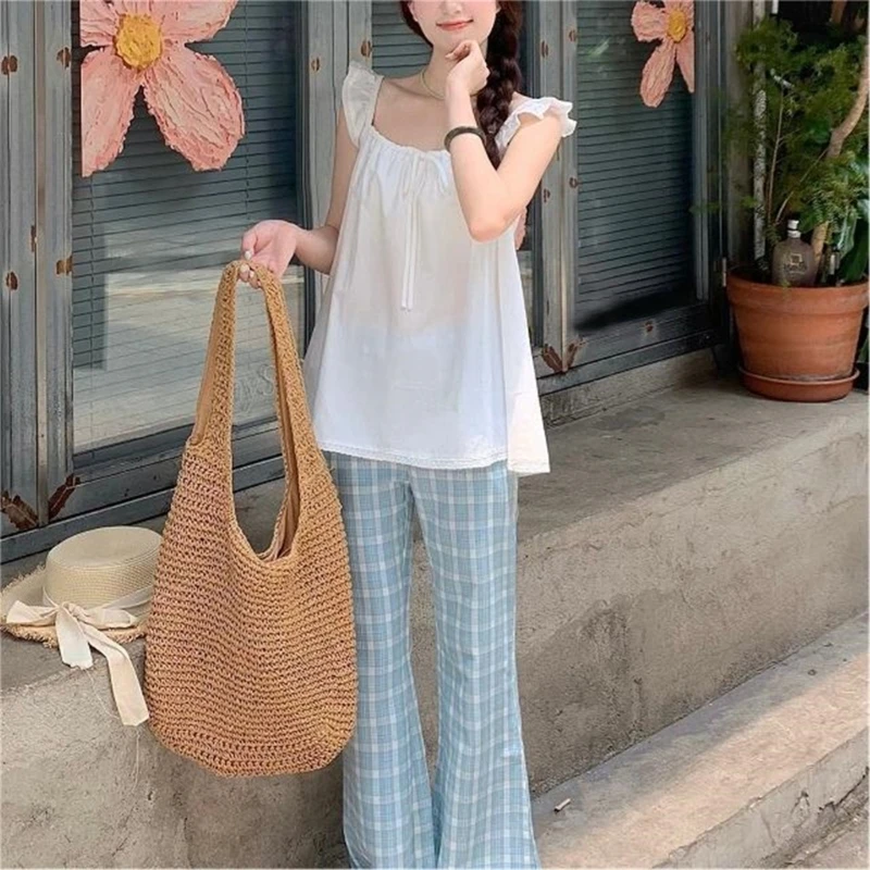 

Женские повседневные свободные майки без рукавов с квадратным вырезом, топ с рюшами и рукавами, однотонные рубашки с завязками