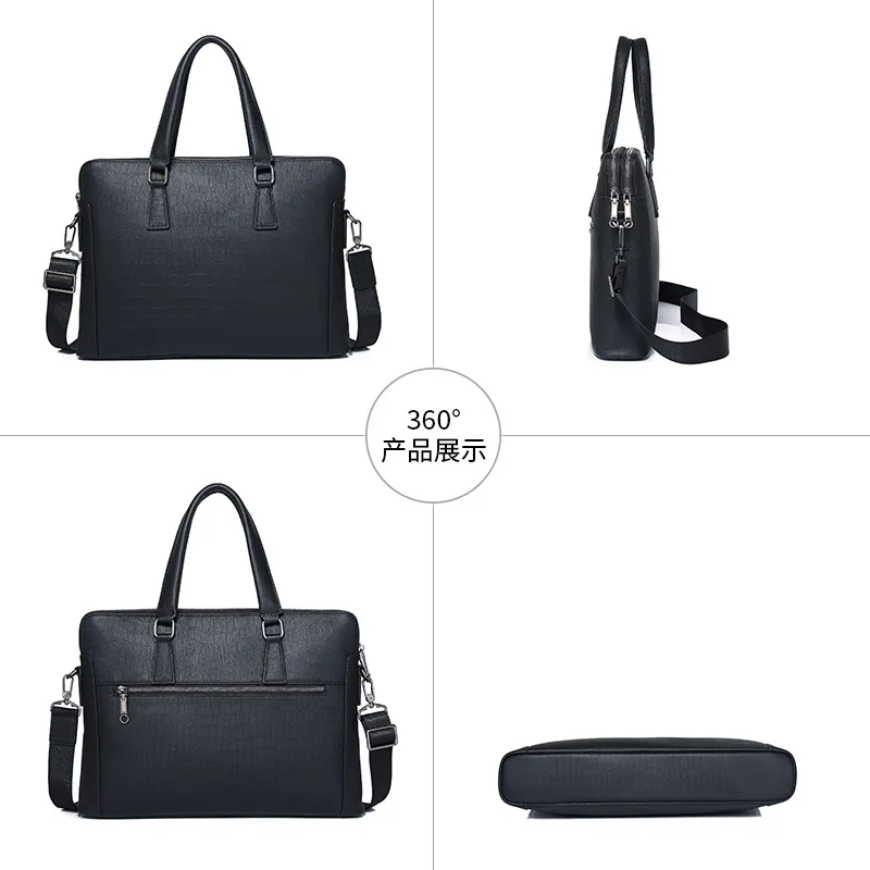 정품 메신저 가죽 서류가방 남성 비즈니스 가방 럭셔리 블랙 서류가방 남성용 핸드백 출퇴근 비즈니스 컴퓨터 가방