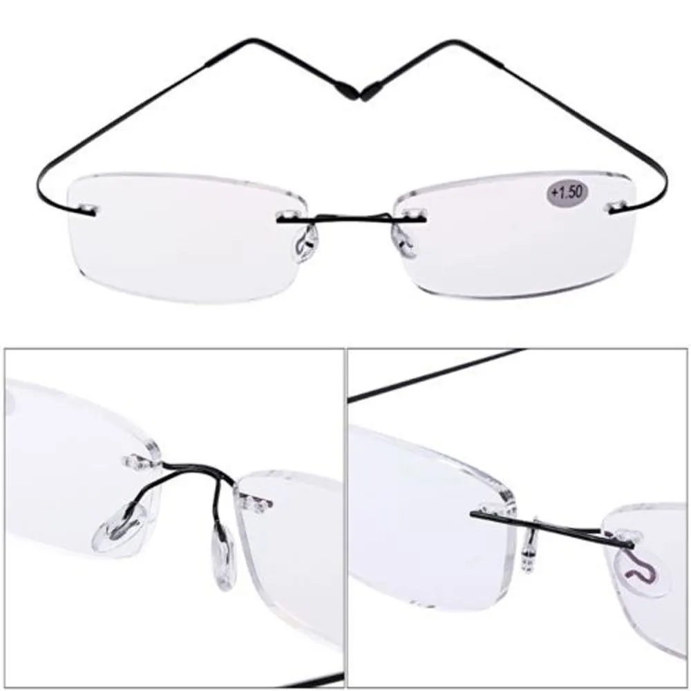 Degree Ultralight Unisex Rectangular Eyeglass Rimless Memory Titanium Reading Glasses
