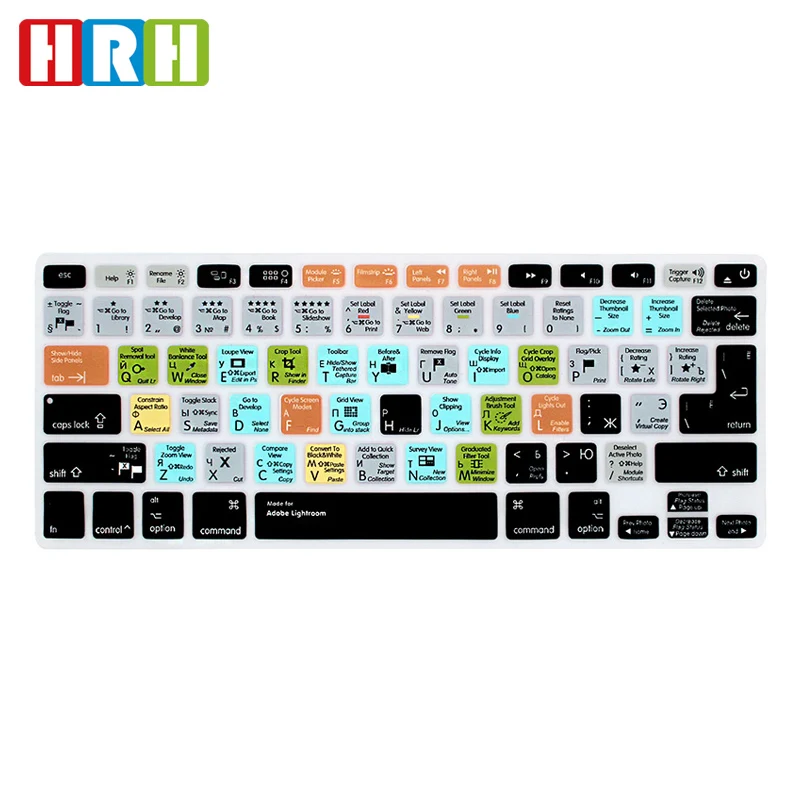 

HRH Lightroom Russian Function Silicone Keyboard Cover Skin for Mac Air Pro Retina 13"15"17"EU/US Keyboard Protective Film