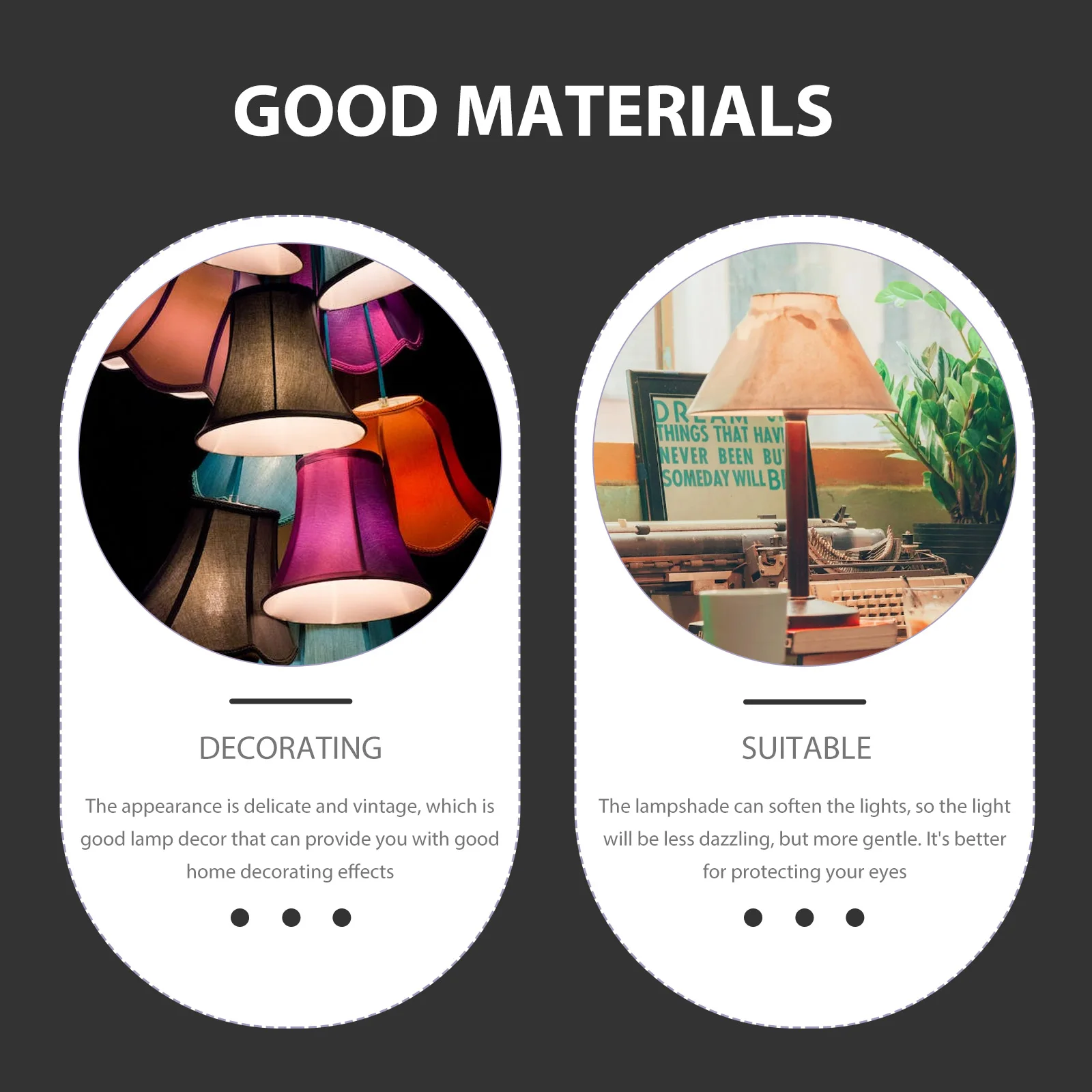 

Round Lamp Shades Fabric Attached Replacement Covers for Table Lamps Large Small Medium Home Hotel Bedroom Study Landscape