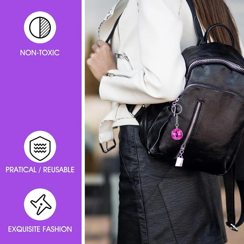 سلسلة مفاتيح كروية ديسكو بمرآة فضّية ، سلسلة مفاتيح ديسكو 70S ، 24 ks