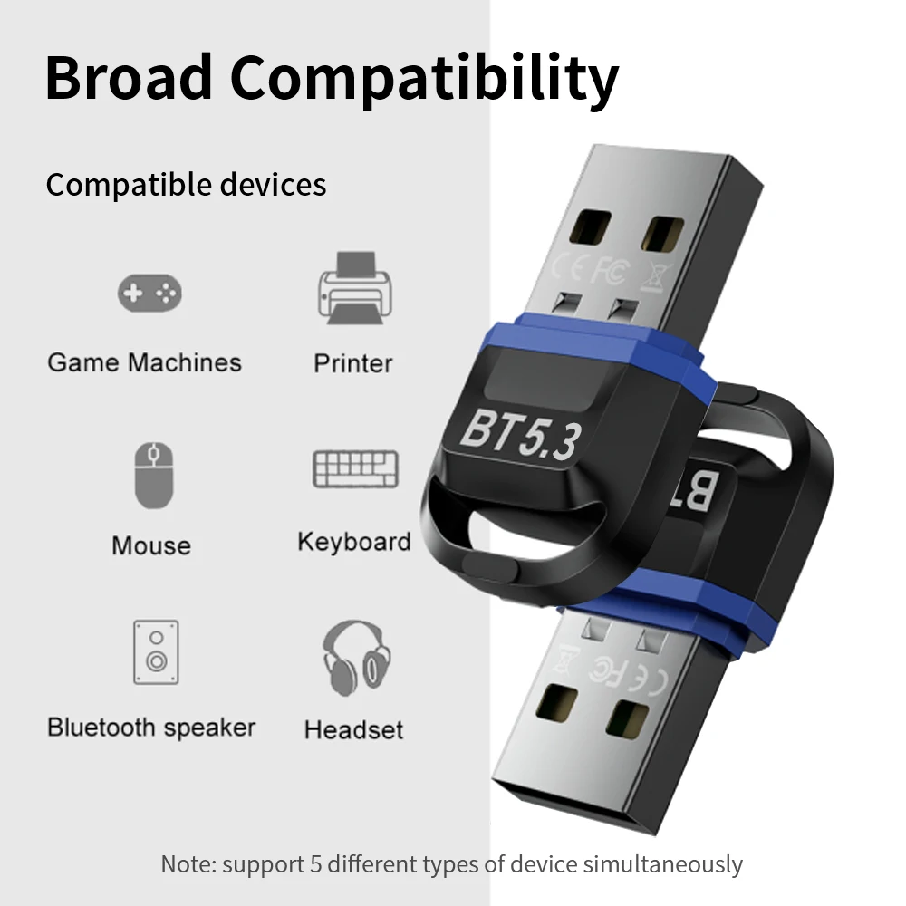 Bluetooth Adapter 5.3 Bluetooth Usb Bluetooth Dongle 5.0 Wireless Receptor Blutooth Adpatador Bluethoot Key For PC Headphones