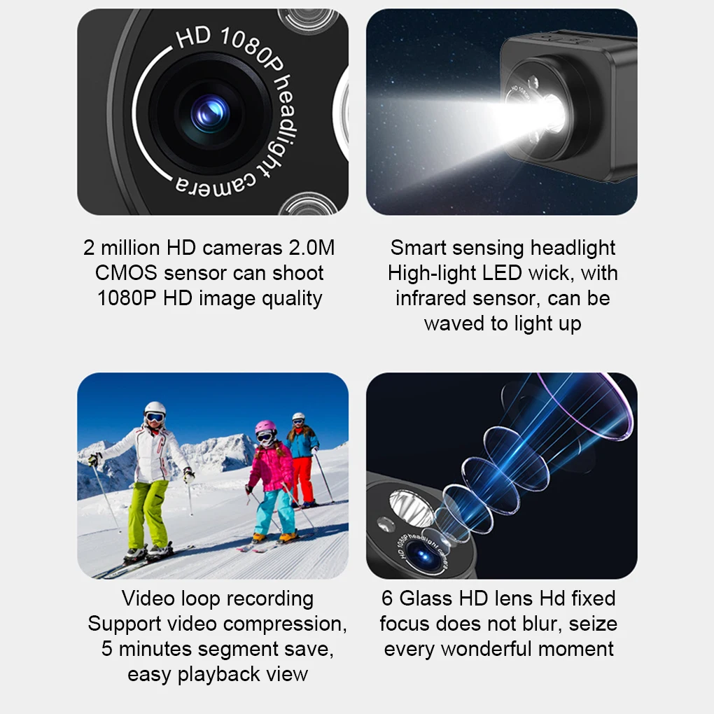 1080P HD منظور أول كاميرا عمل صغيرة المصباح كاميرا رياضية موجة اليد التعريفي مسجل فيديو المدمج في كاميرا الفيديو البطارية #4