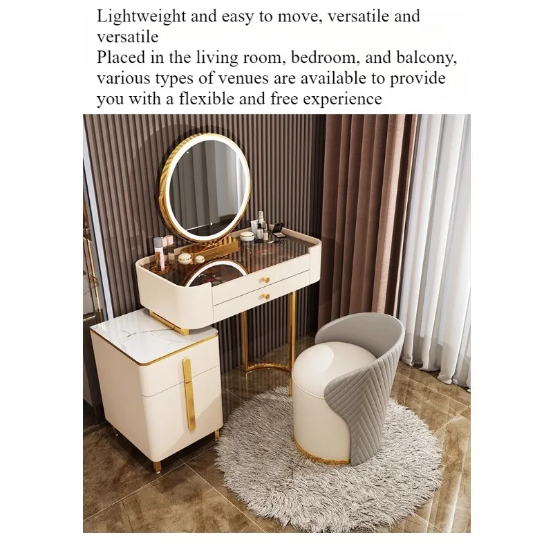 Bedroom light luxury dressing stool Internet celebrity makeup chair dressing table back chair solid wood rotatable makeup stool image 5