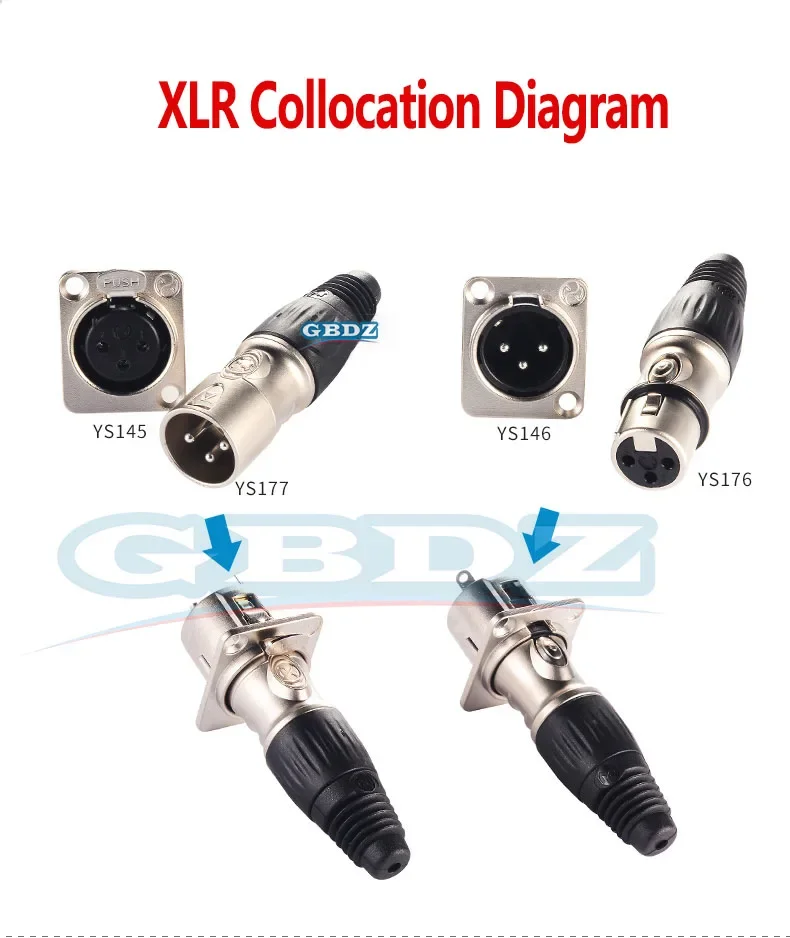 Rean XLR Plug Connector YS176 Three Core Male Female Xlr Plug Microphone Line Audio Balance Cable Connector Plug