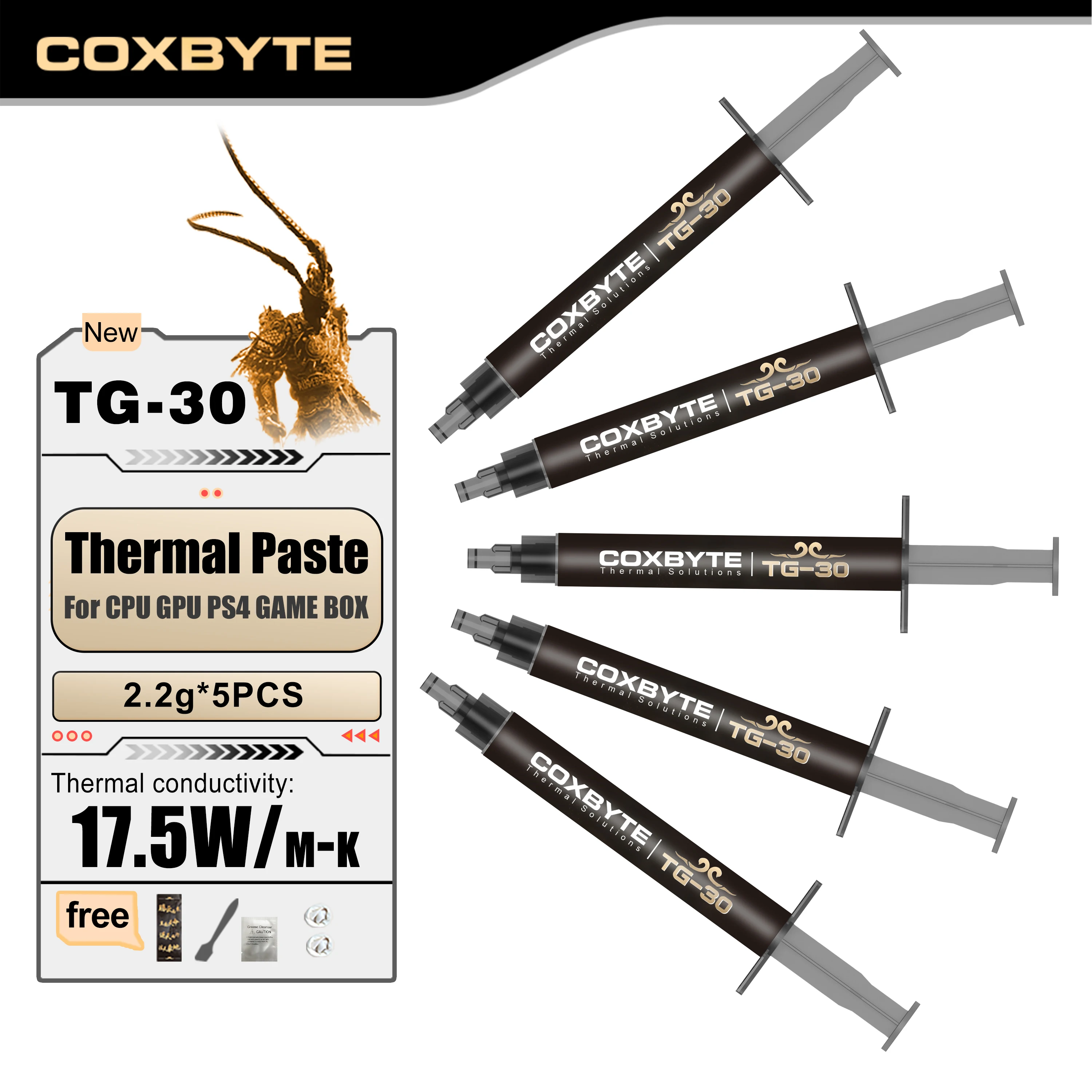

Coxbyte TG-30 2,2 г термопаста теплопроводящая силиконовая смазка для графики ноутбука процессор графический процессор чипы охлаждающего вентилятора