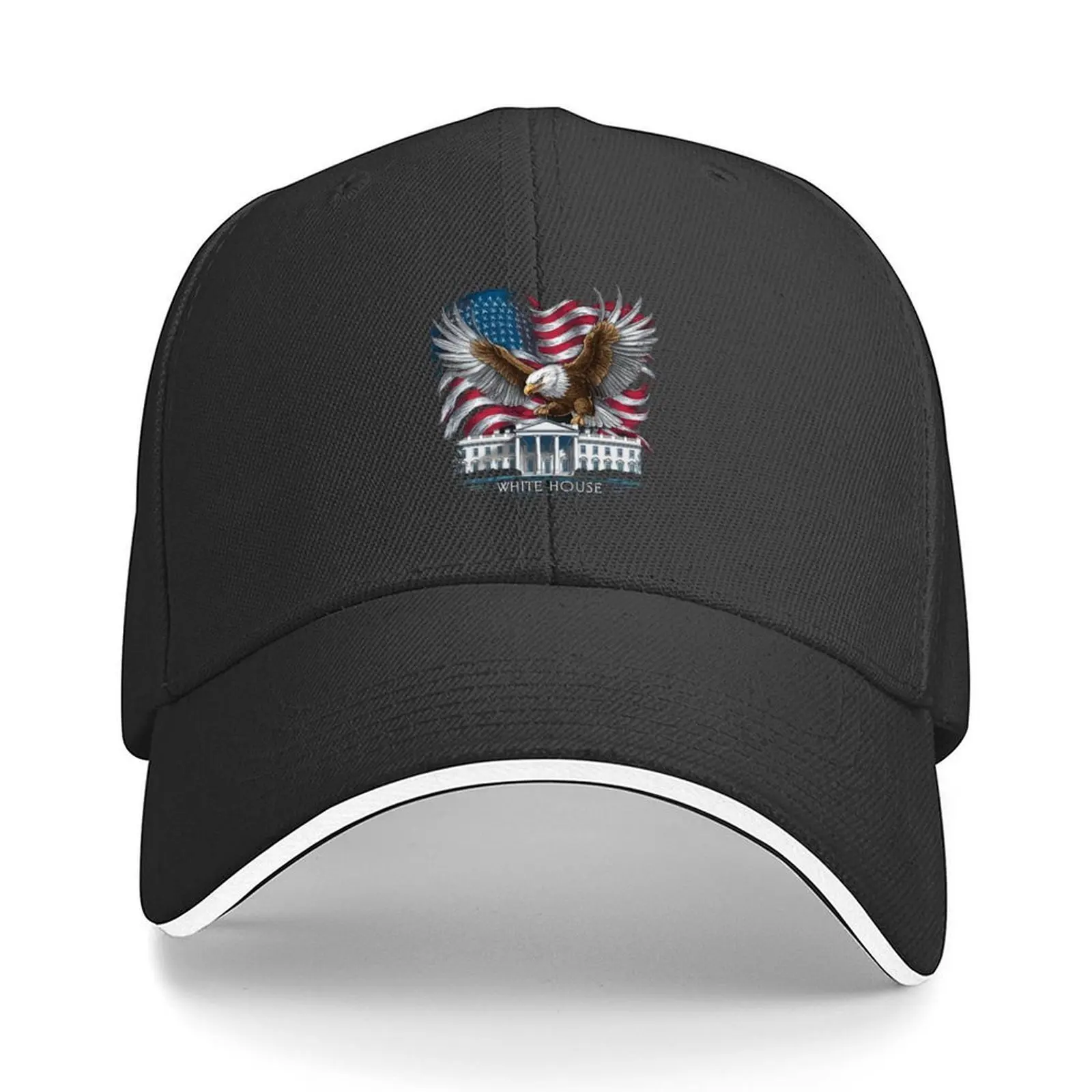 

Patriotic Eagle & White House T-Shirt - American Flag Apparel Baseball Cap Snapback Cap Gentleman Hat Women's Beach Outlet Men's