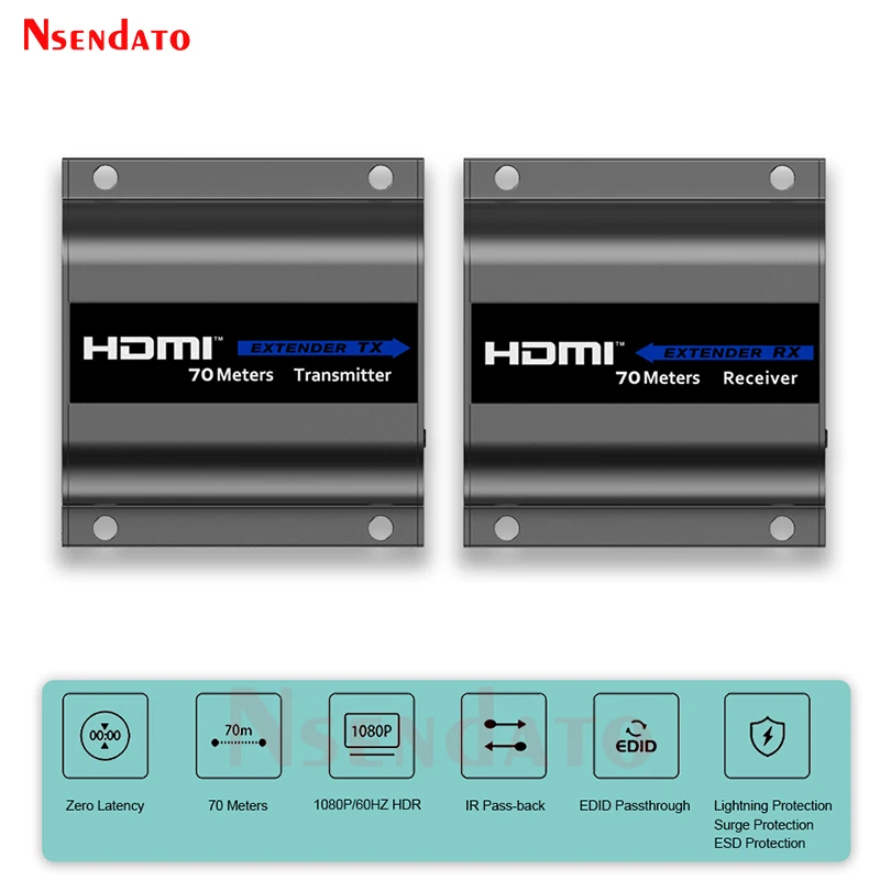 LKV372AE-4.0 HDR HDMI Extender Over RJ45 Cat 6 6A 70m HDMI Wireless Video Transmitter Receiver For PS4 Monitor HDTV Laptop