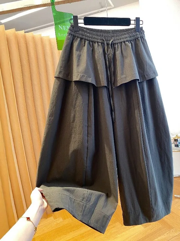 Casual Wide Leg Pants High Waist Straight Cut Autumn Fashion Women's Bicolor High Waist Pants Comfortable Loose Fit Trousers