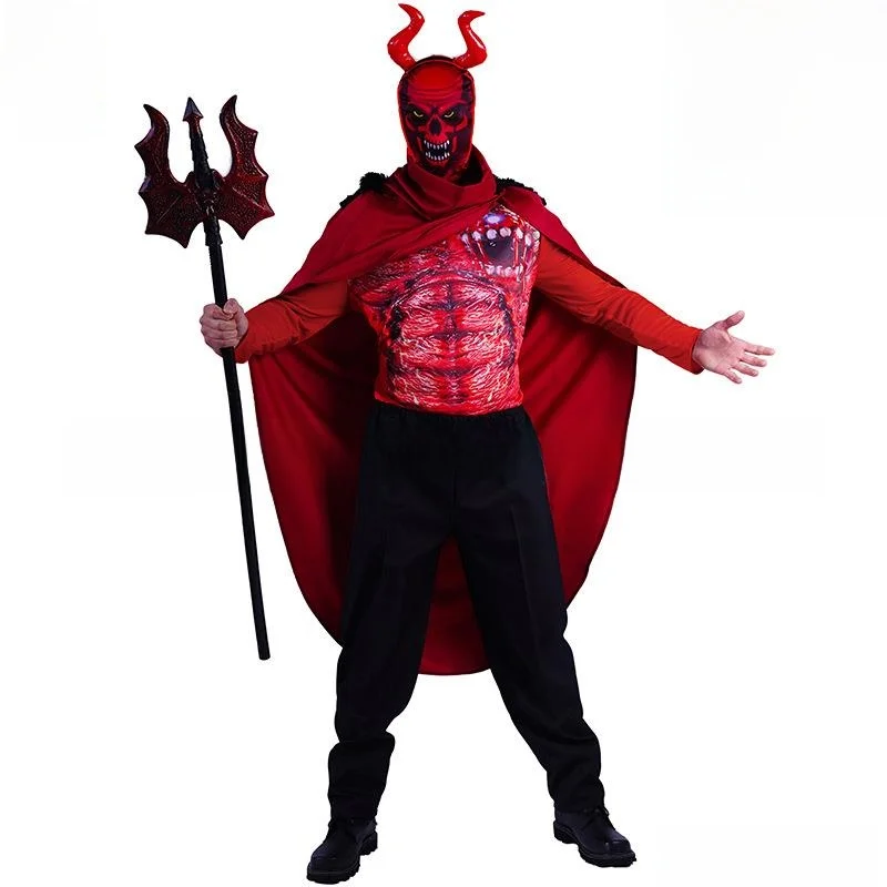 남성용 할로윈 의상 악마 복장 4피스 세트 무대 공연 쇼 악마 의상 전통 중국 오페라 의상