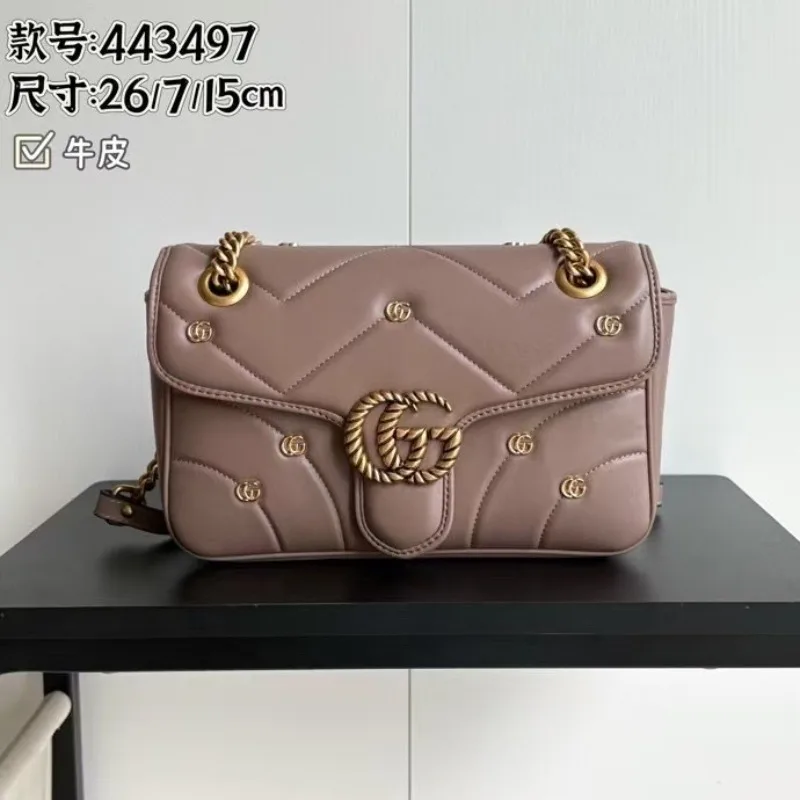 

2025 new trendy brand fashion shoulder messenger bag small square bag double G women's bag new fashion shoulder bag