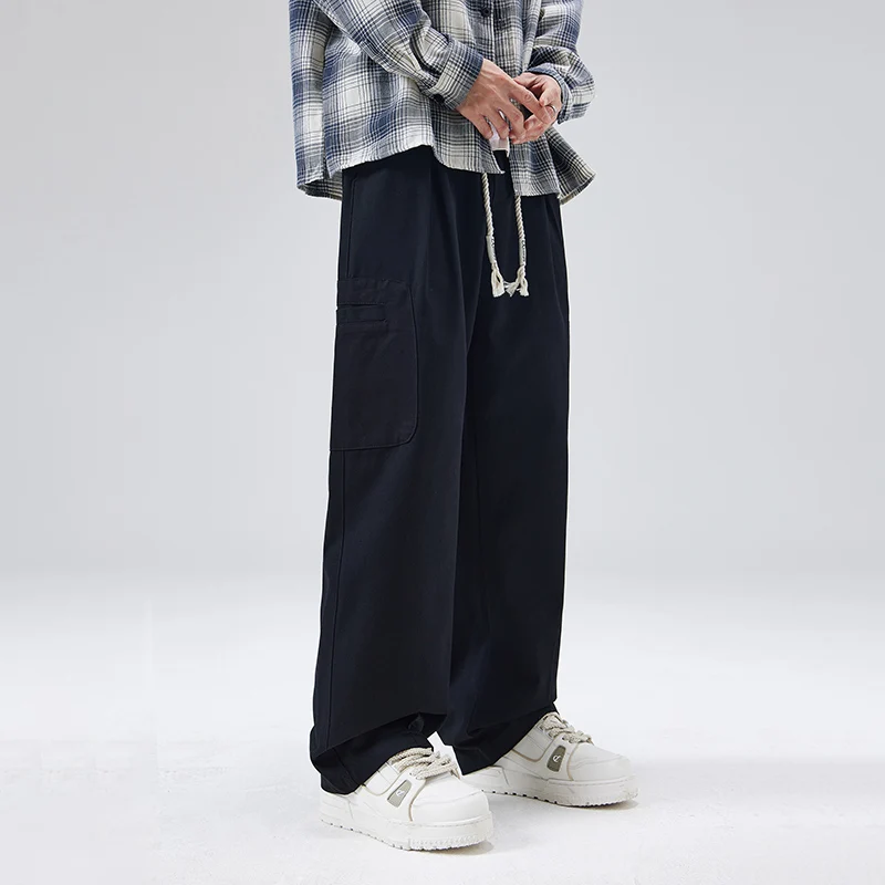 

Loose Straight Leg Men's Casual Pants American Sle Spring Autumn ular Loose Fit Workwear with Big kets
