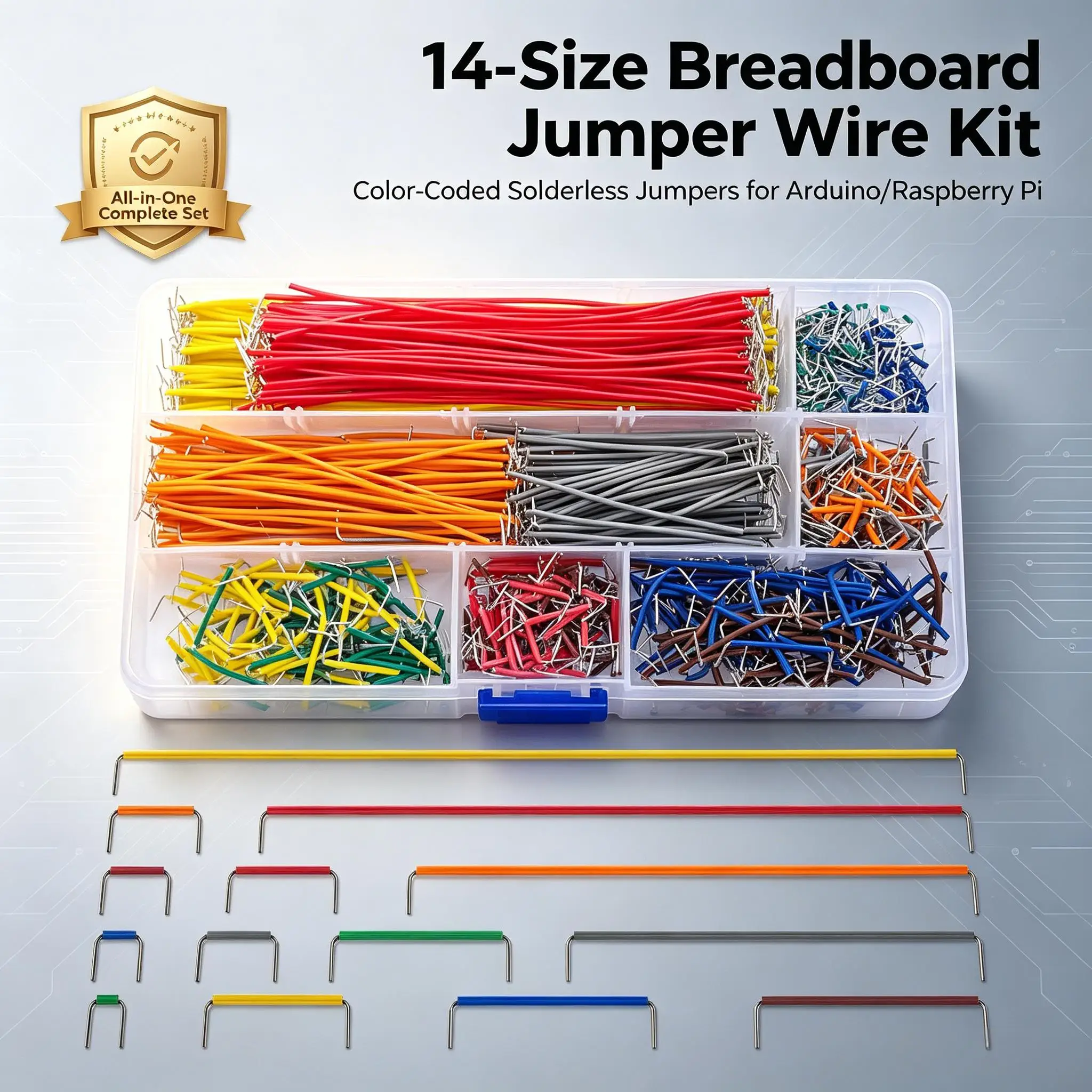 Breadboard Jumper Wire Kit with Box 14 Lengths Assorted MB-1