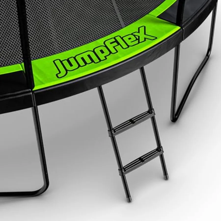 ترامبولين في الفناء الخلفي مستدير عالي التحمل بطول 12 قدمًا مع حاوية أمان شبكية وسلم مثالية للاستجمام العائلي آمنة و #6