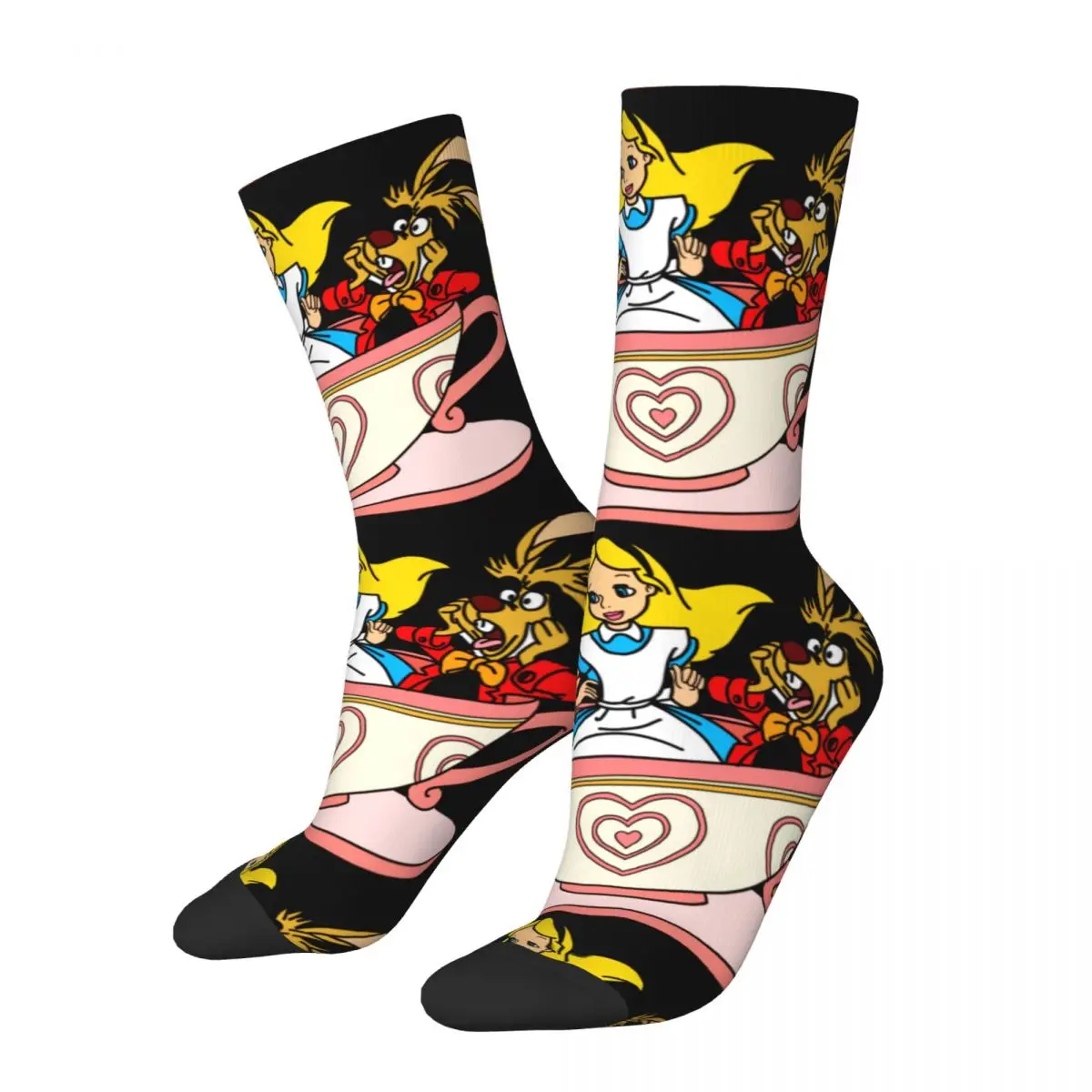 Autumn Winter Crazy Design Women Men Alice In Wonderland Cartoon Socks Non-slip Basketball Socks