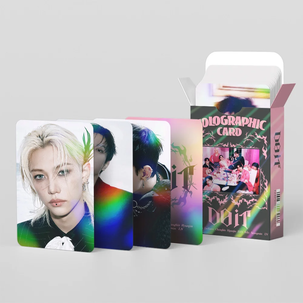 Skzoo 124 cartões laser Straykids novo cartão flash especializado DO IT Felix Leeknow Hyun jin ventilador de dupla face cartão colecionável skz