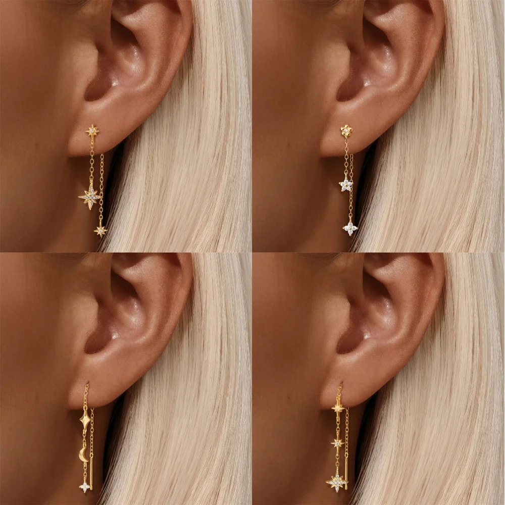 

Canner Стерлингового Серебра 925 пробы Звезда/Луна/Пластина Цепочка с кисточками Пирсинг Ушная Кость Ногтей Для Женщин 1 шт. Изящные Элегантные Ювелирные Изделия Для Вечеринки