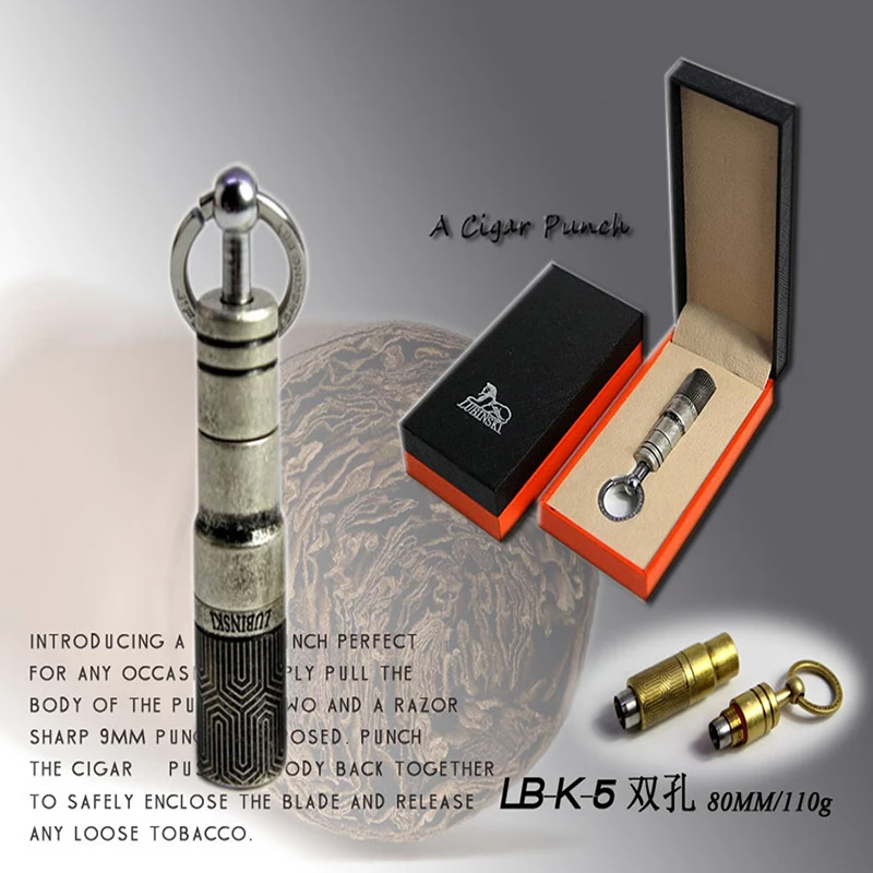 Metal Cigar Punch Cutter Cuba Cigar Enhancer Tool Smoker Portable Drilled Hole Sharp Mini Cigar Accessories Key Ring Friend Gift